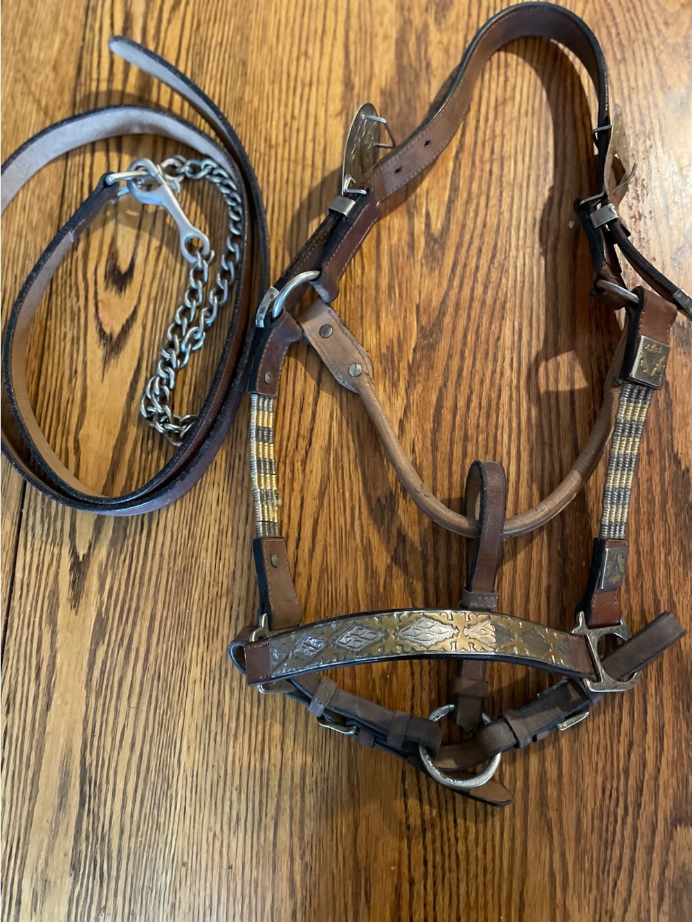 Horse Tack Western Silver Show Halter & Lead  Horse Size, Equestrian